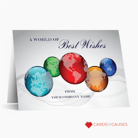 Colorful World Wishes Christmas Card